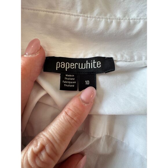 🤍 Paperwhite Women Blouse Sz 10 • White Diamond Pleated Front Detail  ✨ - Picture 6 of 6
